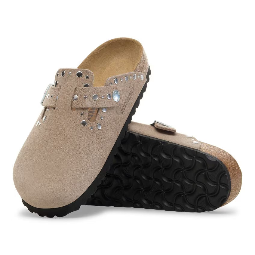 Birkenstock Boston Rivets Suède - Taupe - Narow