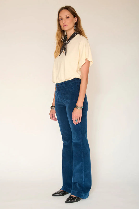 PANTALON EN VELOURS - THE DIANA VELVET INDIGO