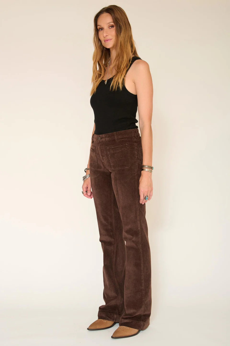 PANTALON EN VELOURS - THE DIANA VELVET BROWN