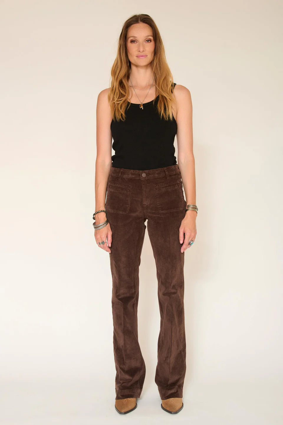 PANTALON EN VELOURS - THE DIANA VELVET BROWN