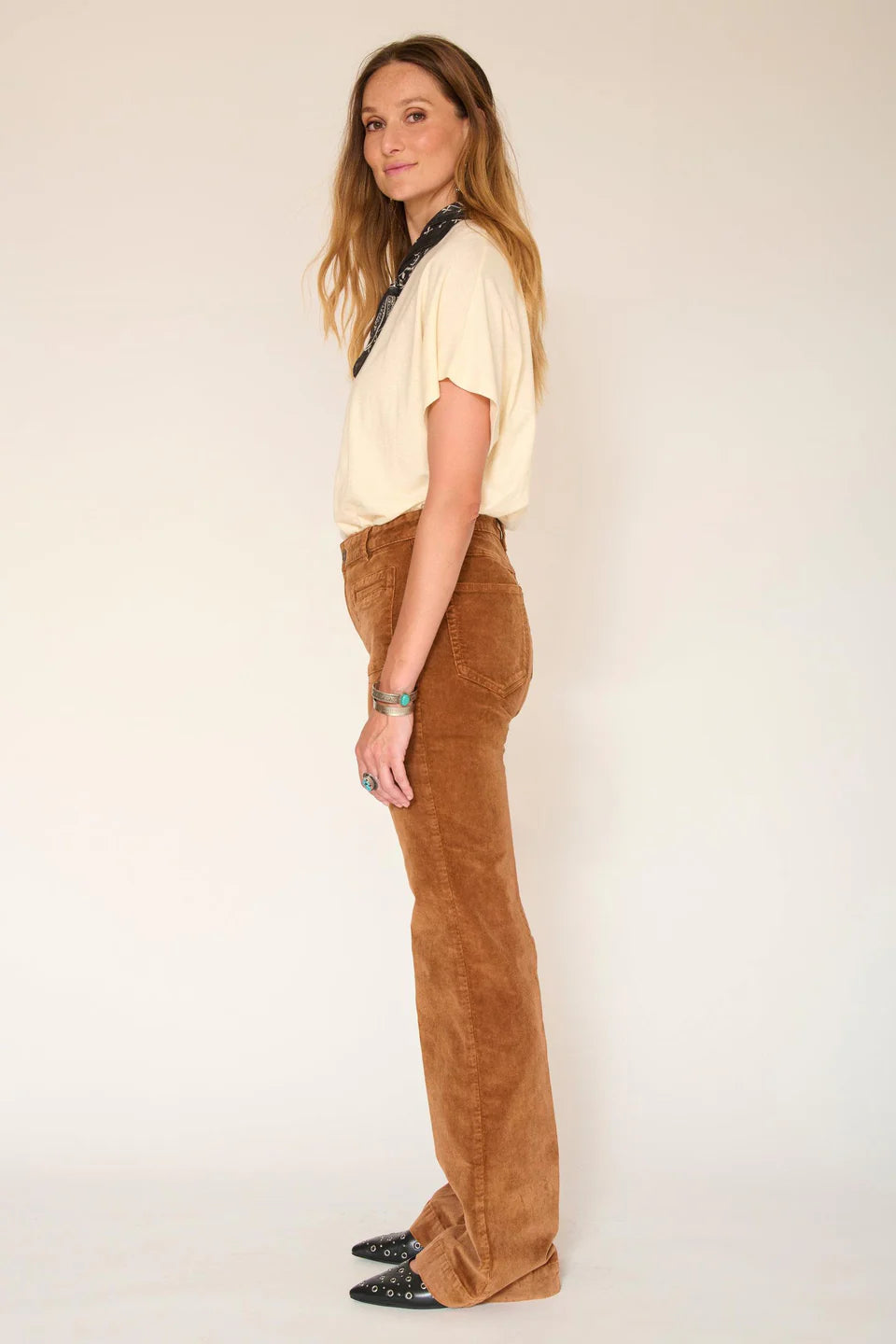 PANTALON EN VELOURS - THE DIANA VELVET VINTAGE CAMEL