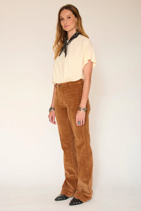 PANTALON EN VELOURS - THE DIANA VELVET VINTAGE CAMEL
