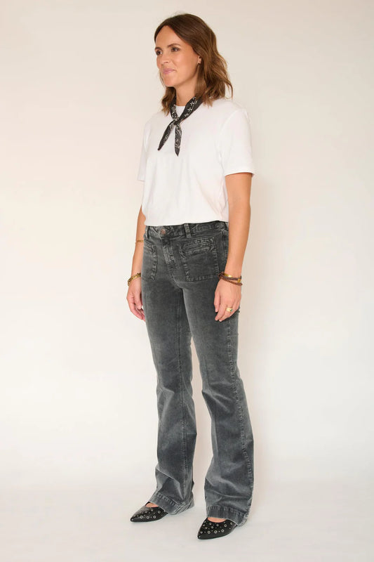 PANTALON EN VELOURS - THE DIANA VELVET VINTAGE CARBONE