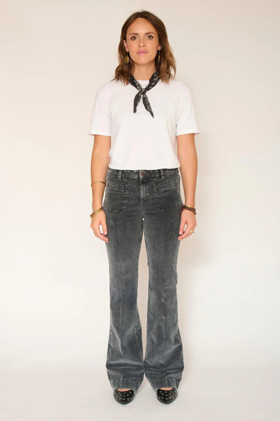 PANTALON EN VELOURS - THE DIANA VELVET VINTAGE CARBONE