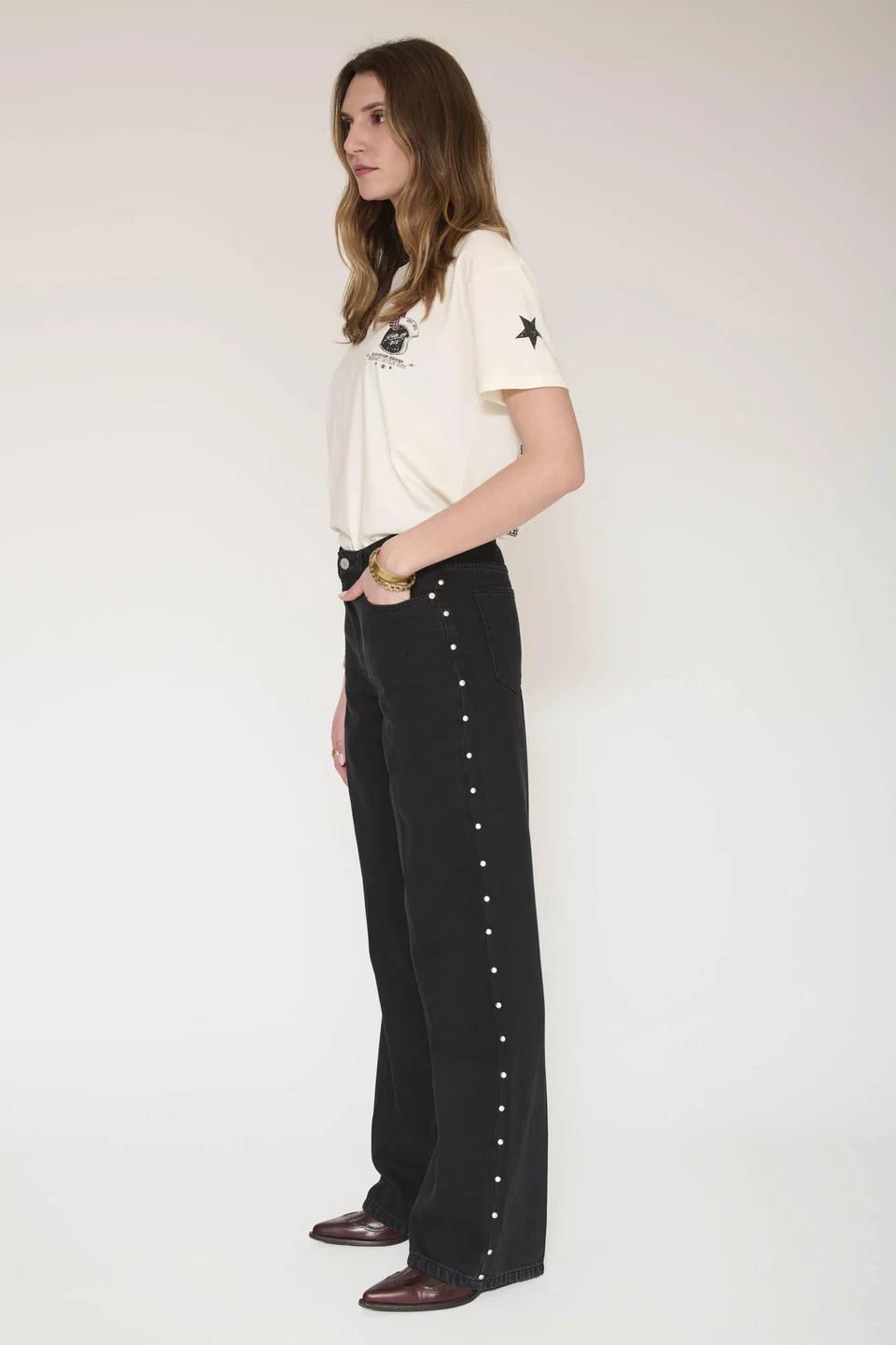 JEAN - POKA STUDS-BLACK - ELTON WASH
