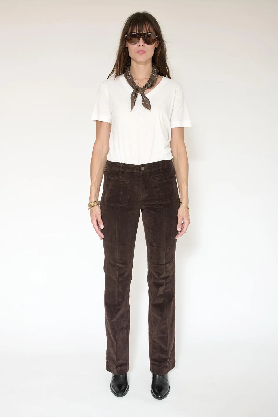 PANTALON - THE DIANA VELVET-BROWN