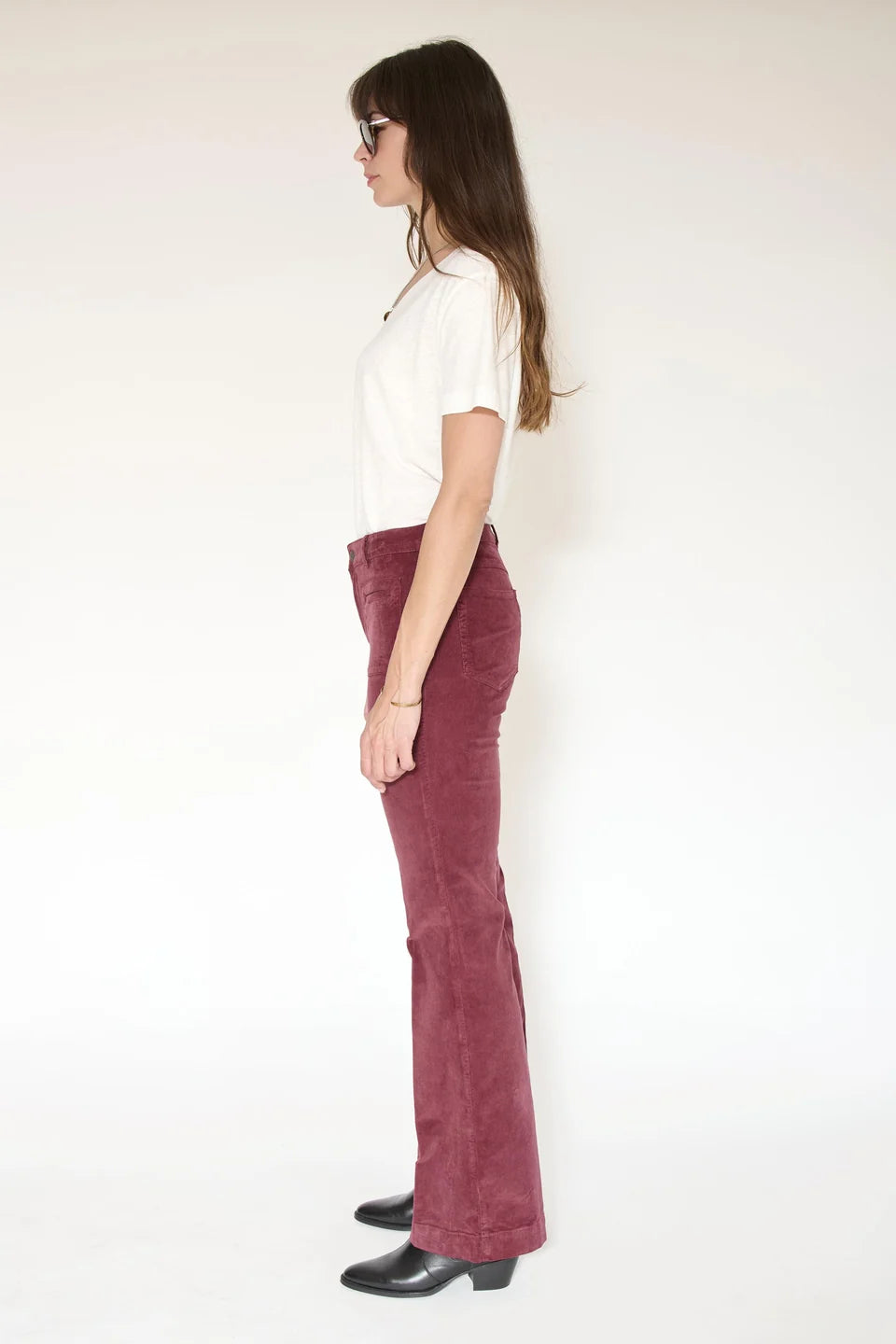 PANTALON - THE DIANA VELVET-GRENAT