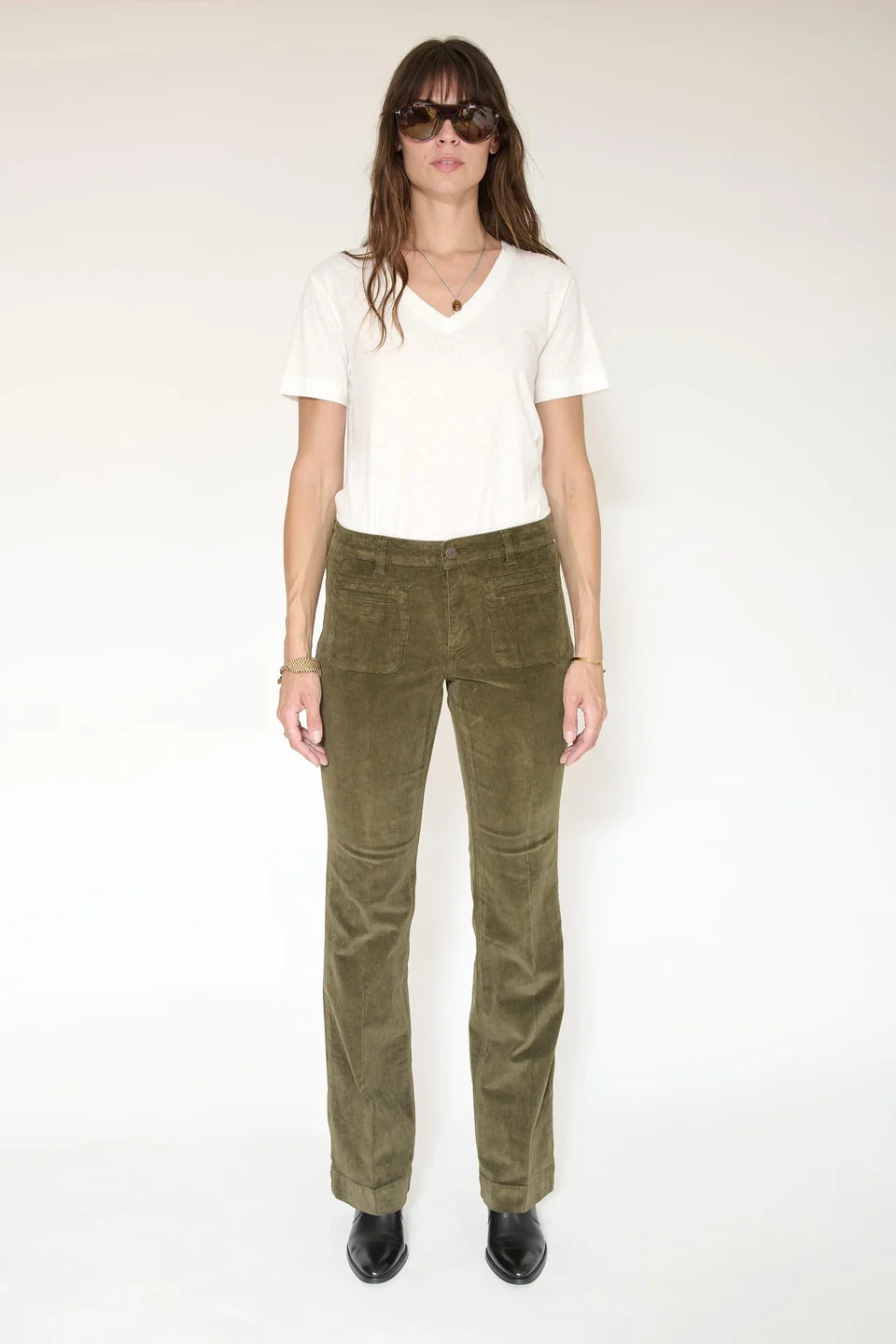 PANTALON - THE DIANA VELVET-KAKI