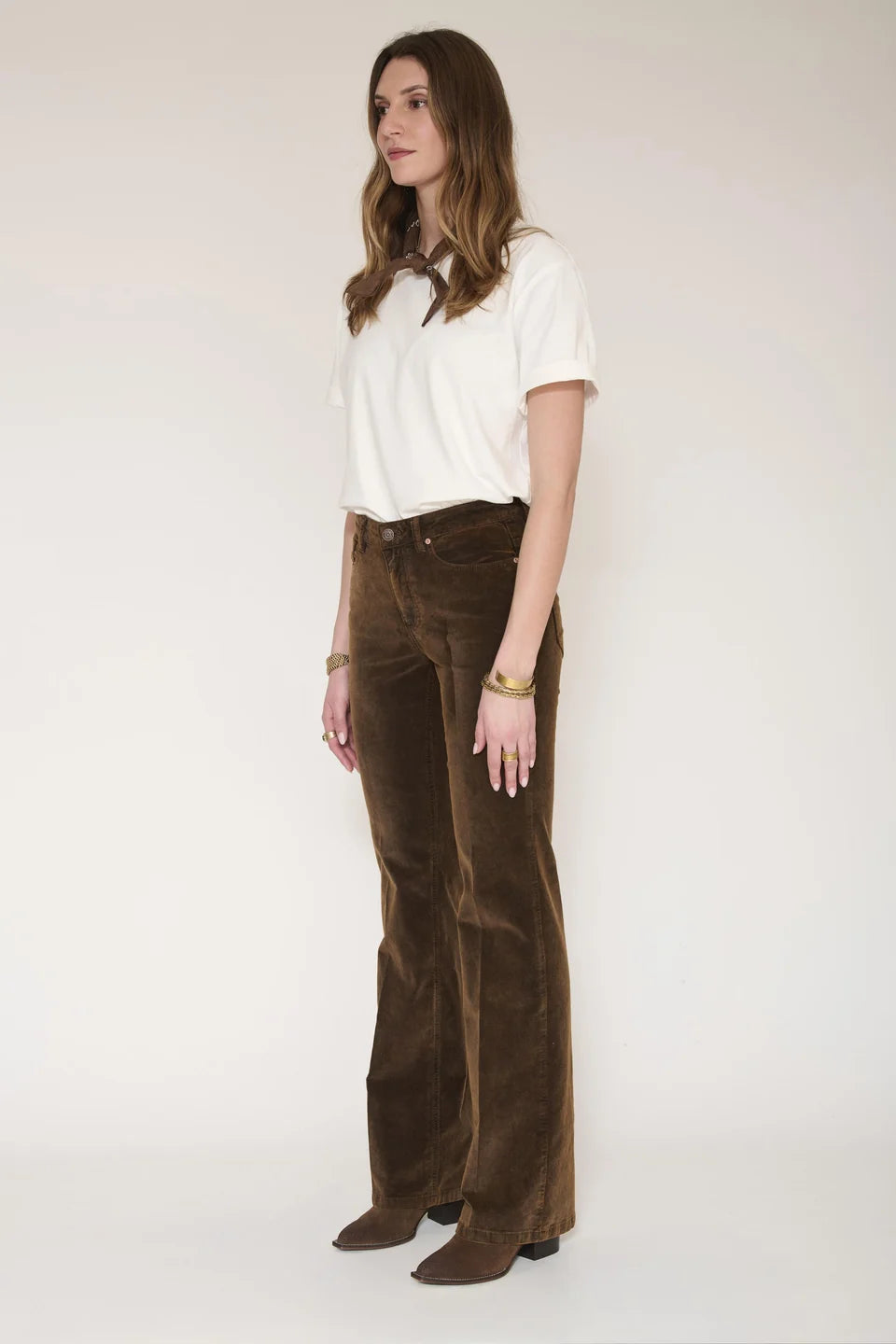 PANTALON - THE HARLEY COTTON SUEDE-MOCHA