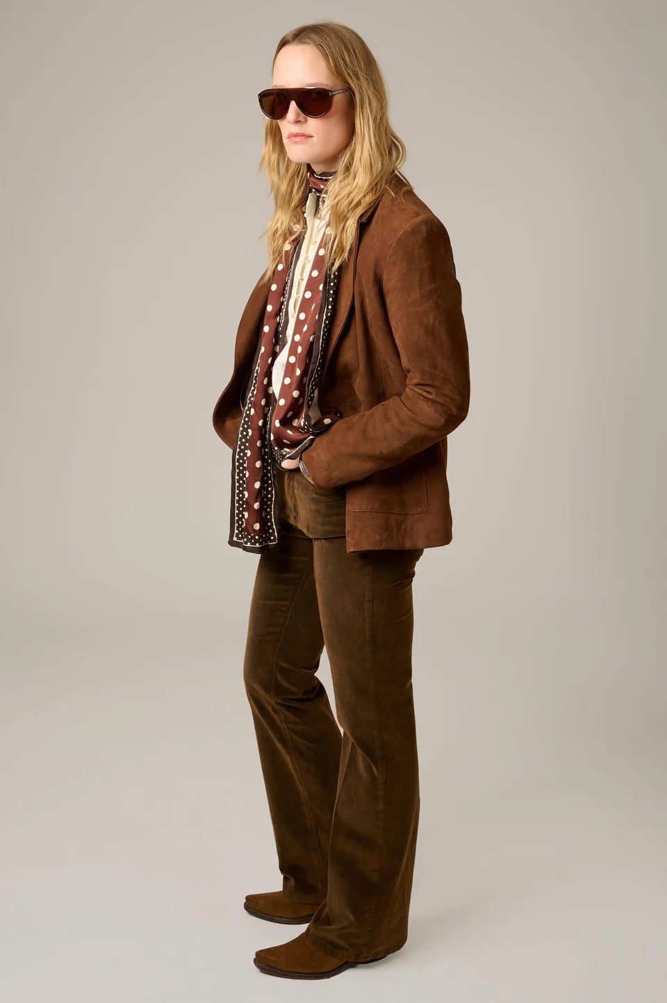 PANTALON - THE HARLEY COTTON SUEDE-MOCHA