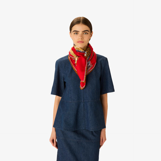 Carré 100 - Croco - Rouge