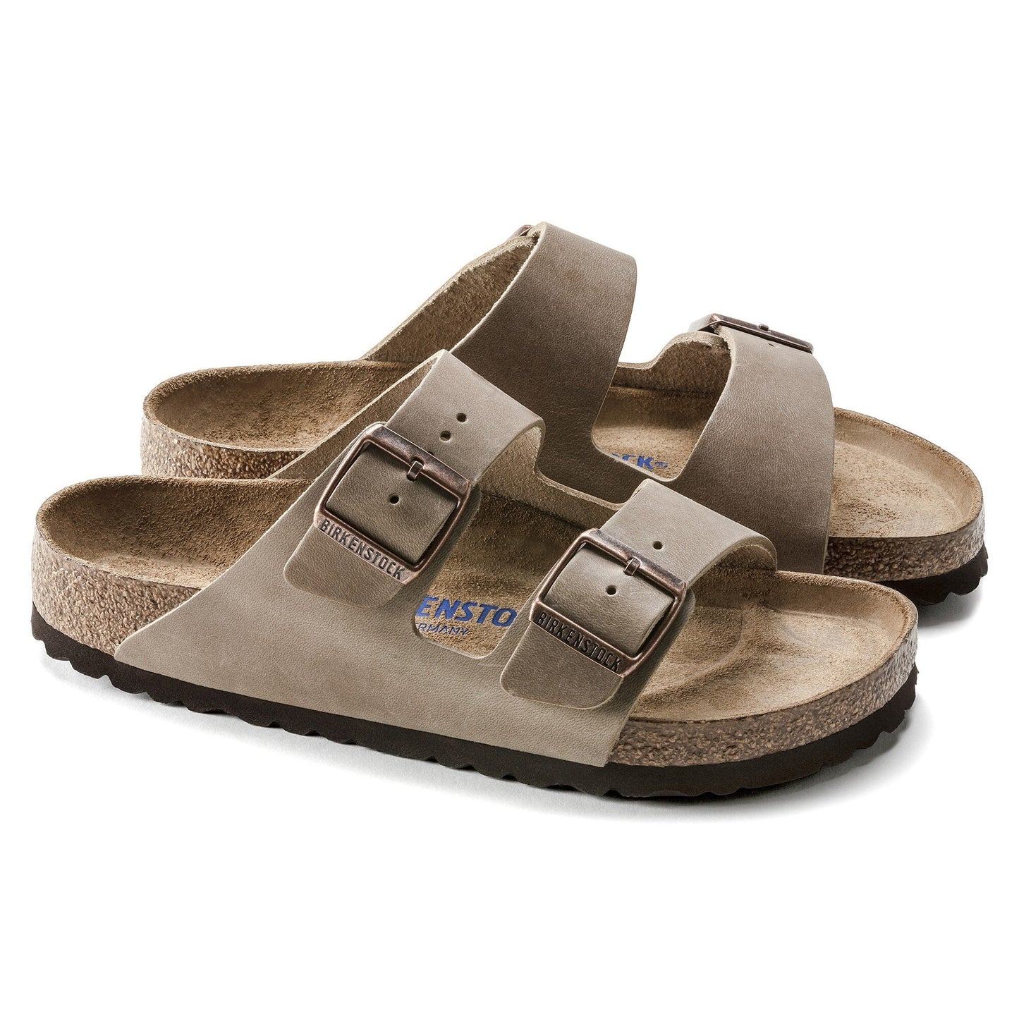 Birkenstock Arizona Lit de pied souple Cuir huilé - Tobacco Brown