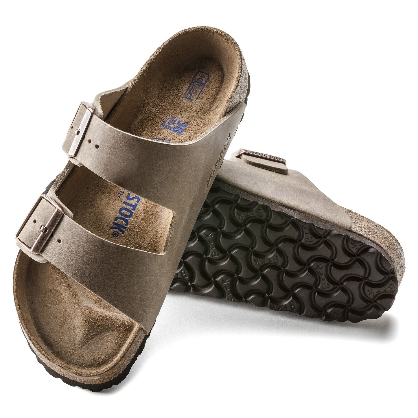 Birkenstock Arizona Lit de pied souple Cuir huilé - Tobacco Brown