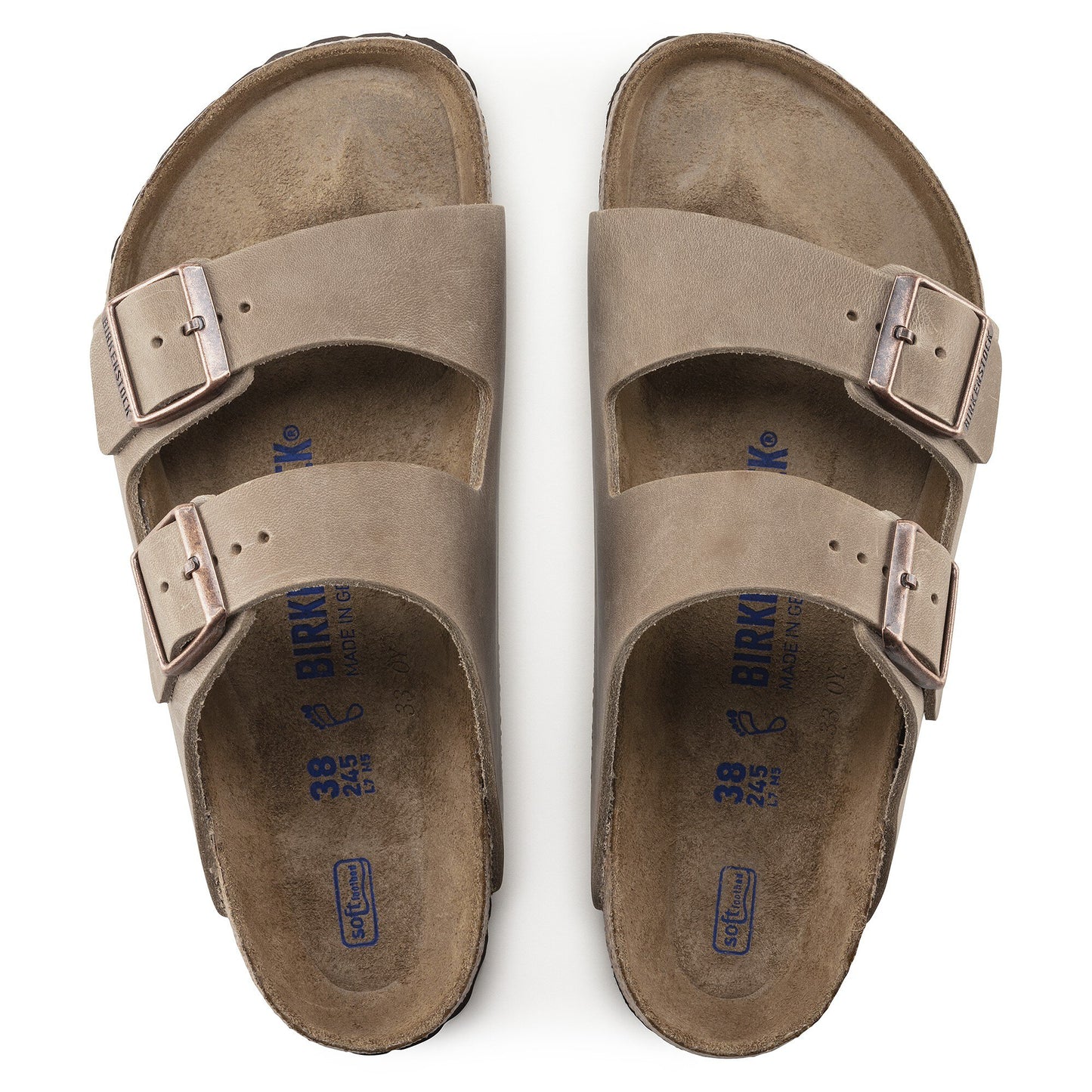 Birkenstock Arizona Lit de pied souple Cuir huilé - Tobacco Brown