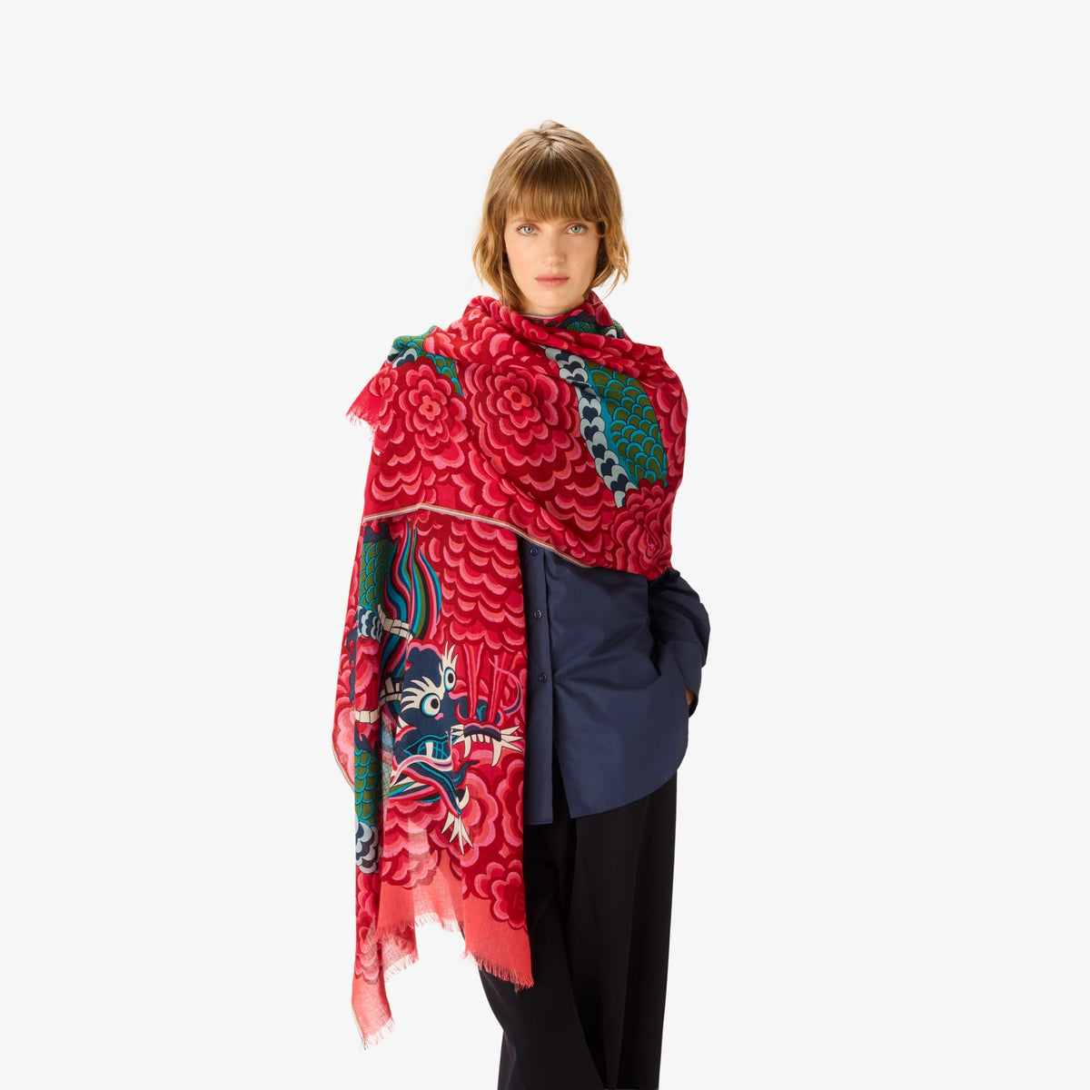 Écharpe 70 - Dragon - Fuchsia