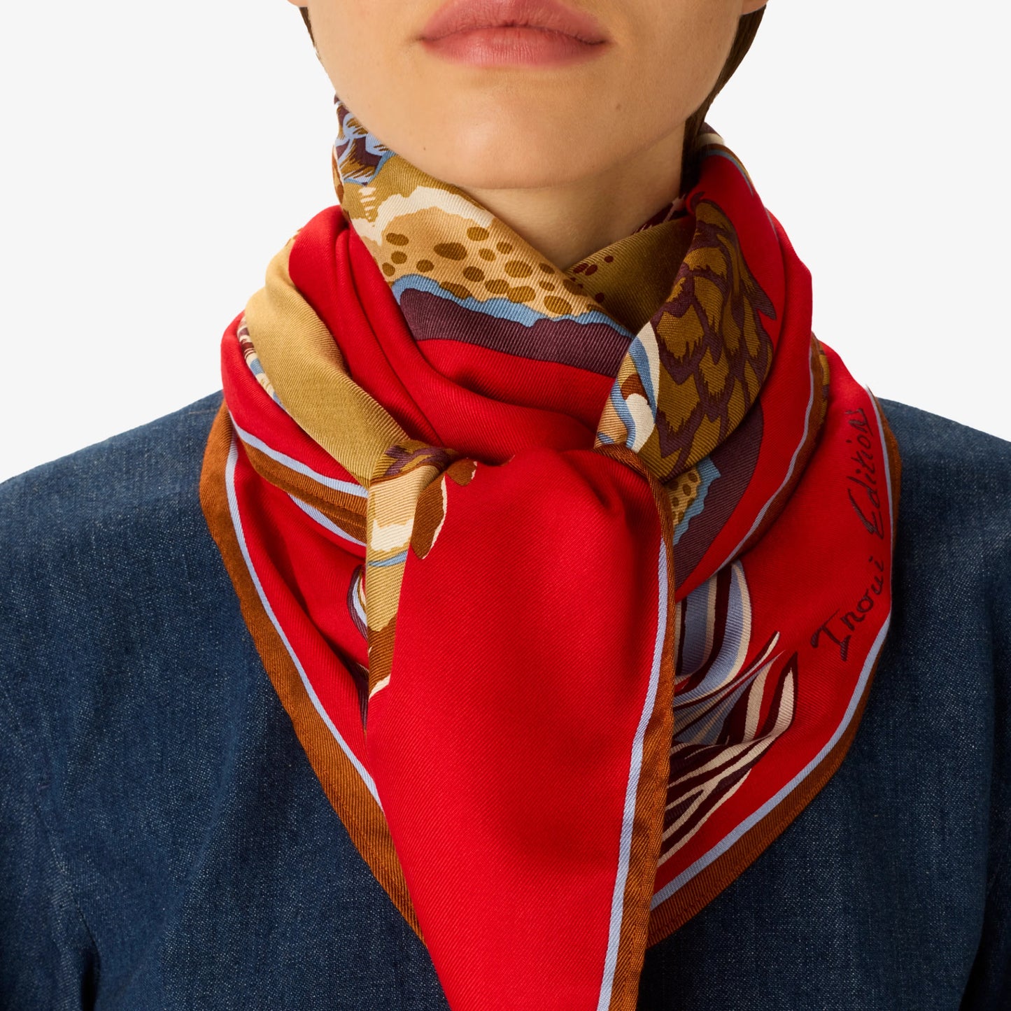 Carré 100 - Croco - Rouge