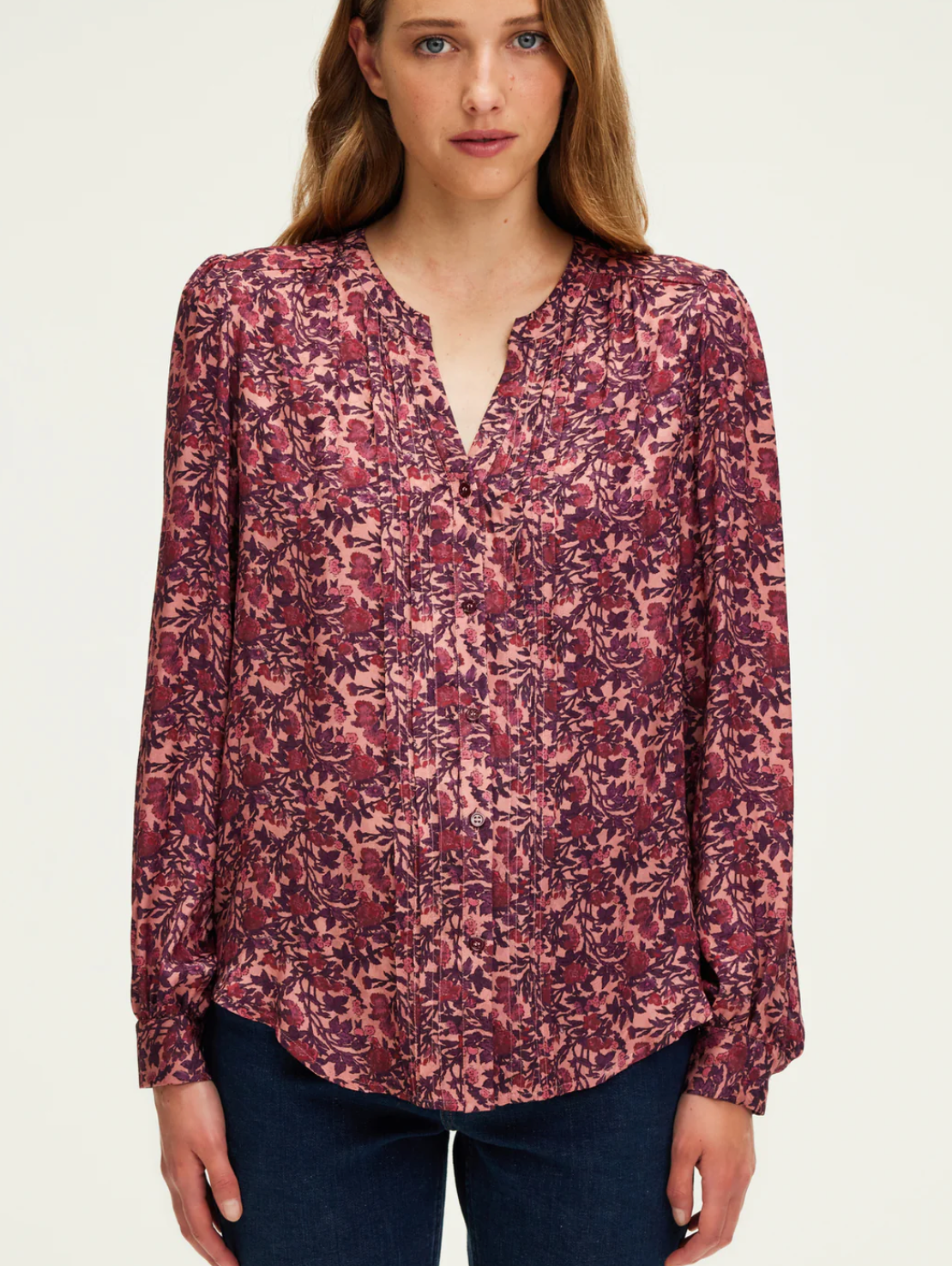 Chemise à fleurs et jacquard - BELISSANDE