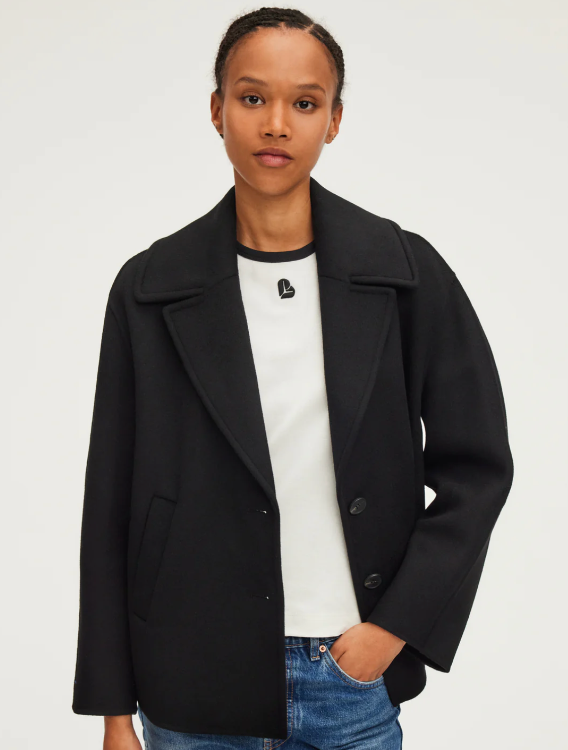 Manteau court en laine double face - LORLINE