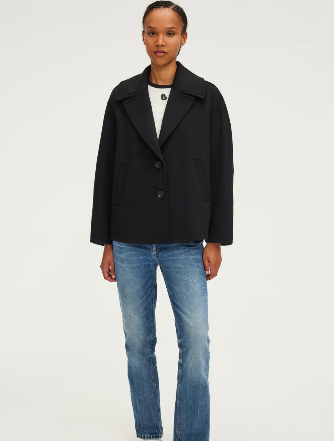 Manteau court en laine double face - LORLINE