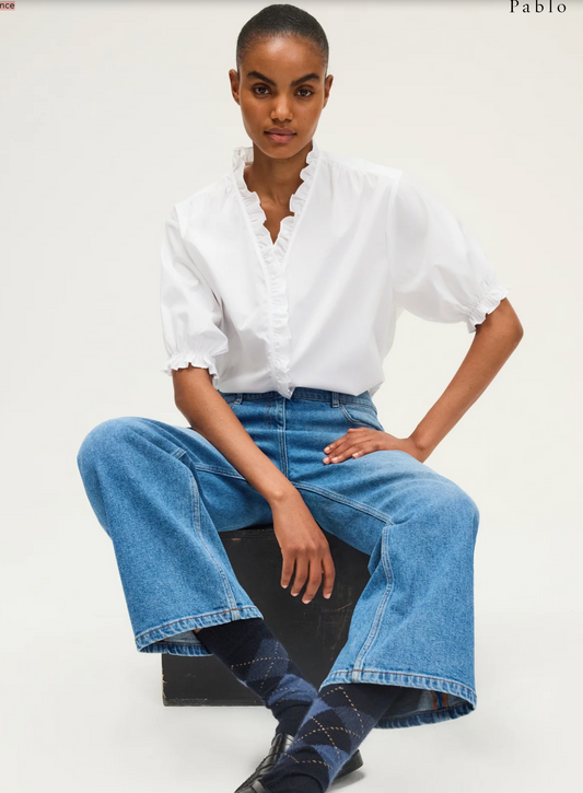 Chemise en popeline à manches courtes - ARYA Blanc
