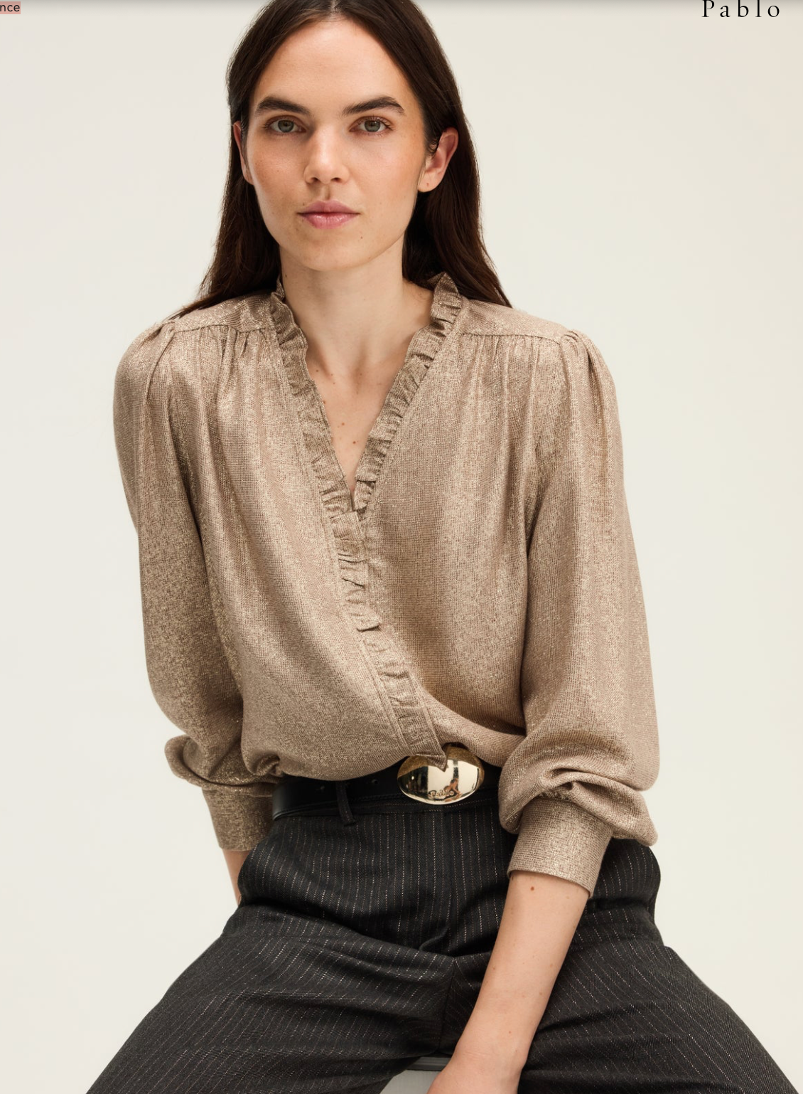 Chemise dorée à volants - ARIANNE Or