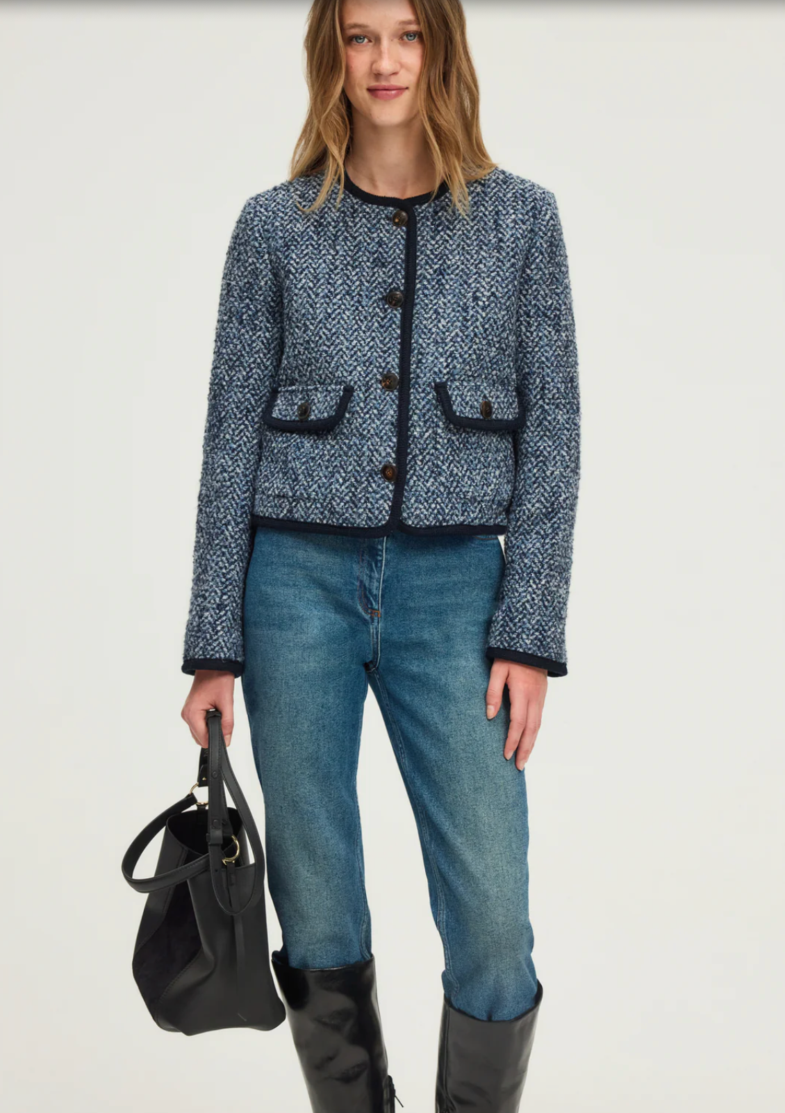Veste sans col à chevrons - NAILA