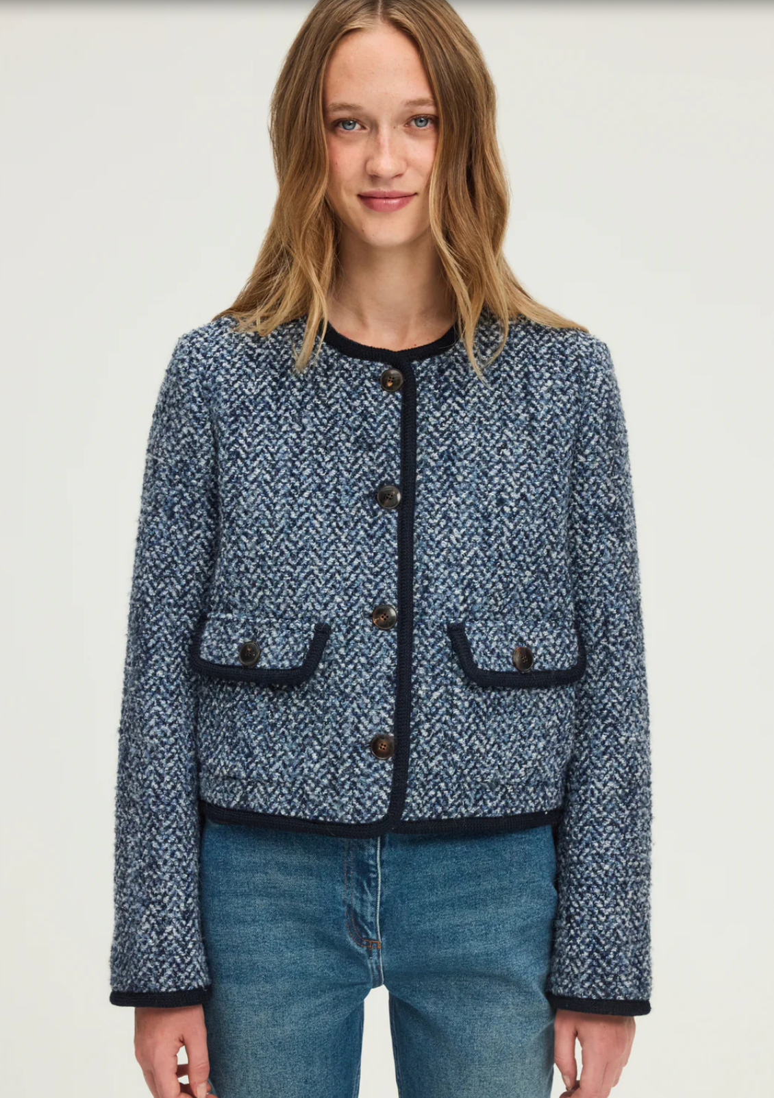Veste sans col à chevrons - NAILA