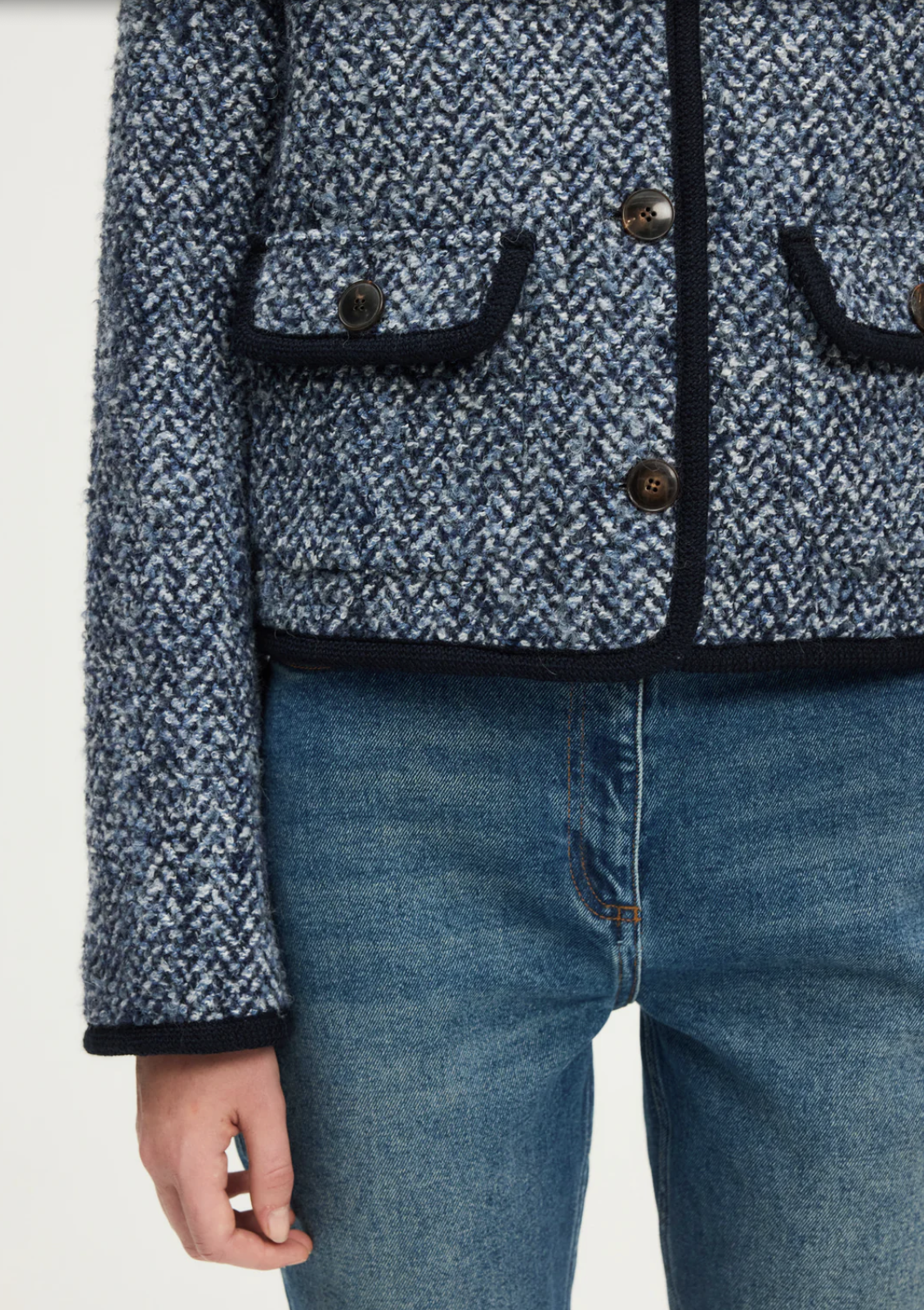 Veste sans col à chevrons - NAILA