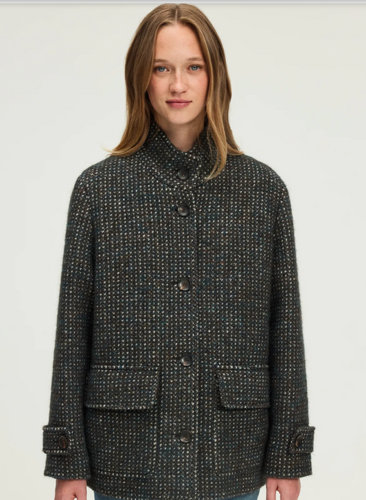 Manteau à col montant en bouclette - MATHIA