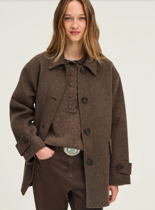 Manteau court en laine double face - MAE