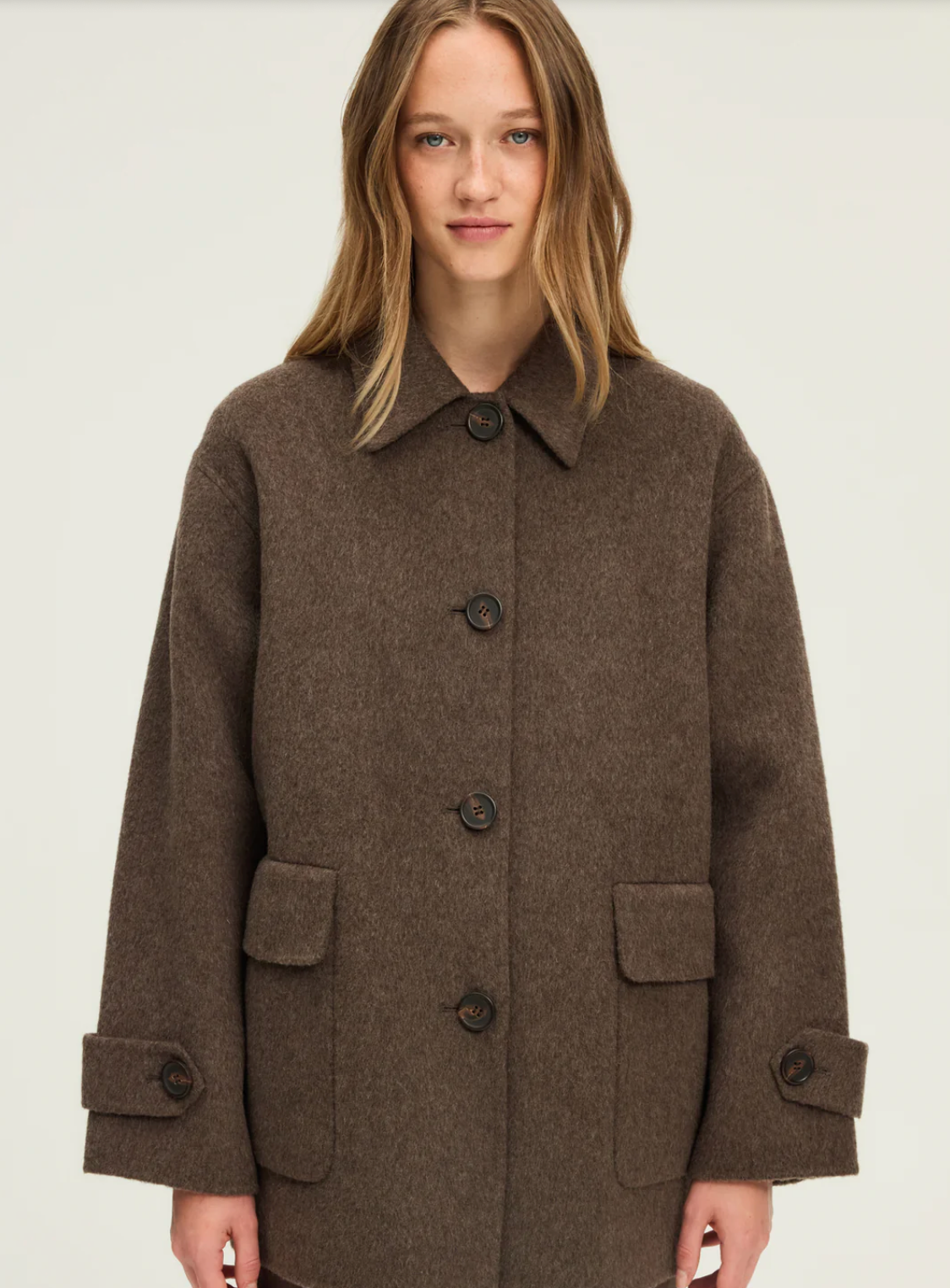Manteau court en laine double face - MAE