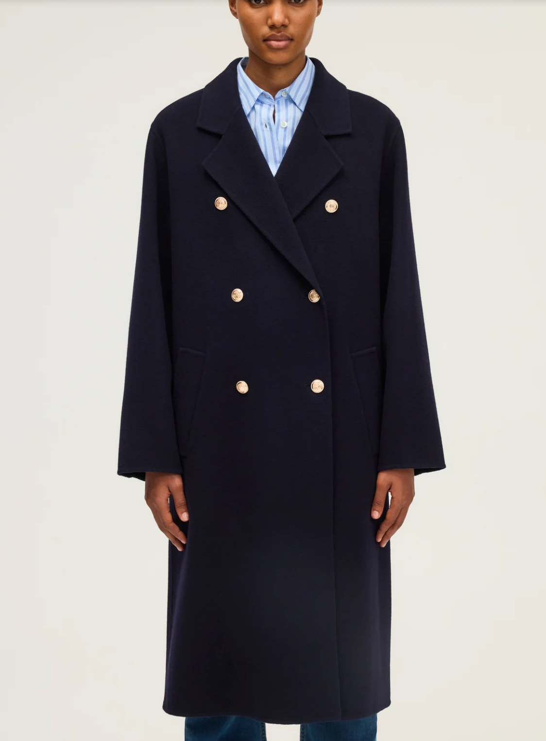 Manteau long à boutons dorés - MARISOL