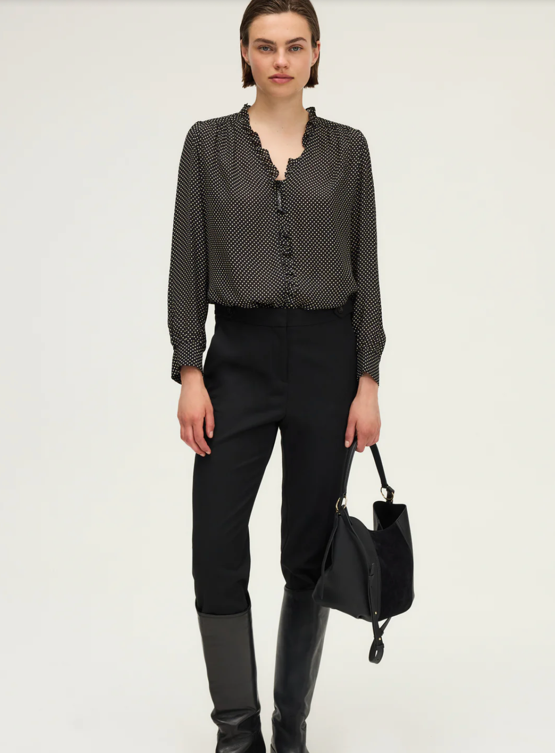 Chemise fluide à volants et pois -AZARIA