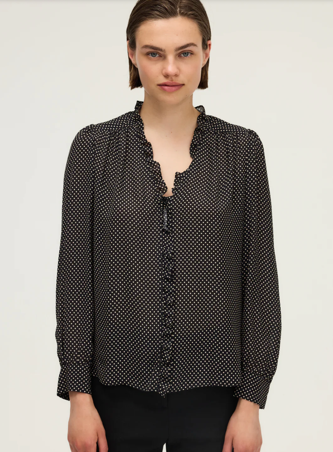 Chemise fluide à volants et pois -AZARIA