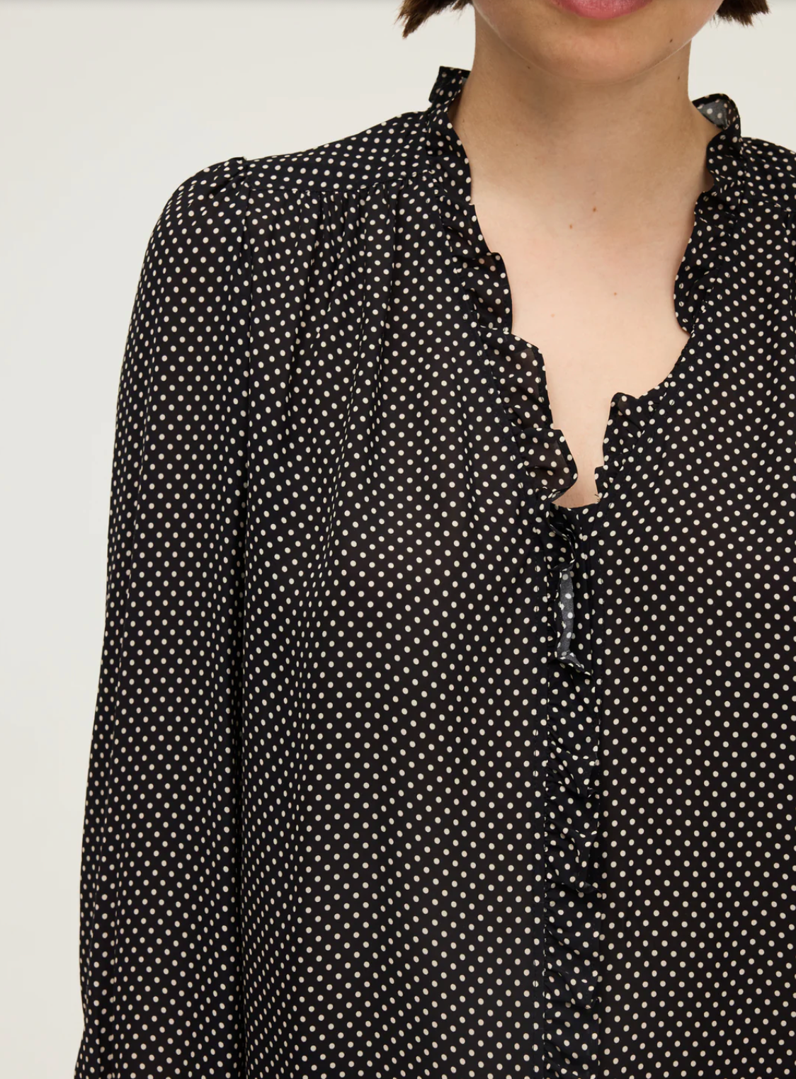 Chemise fluide à volants et pois -AZARIA