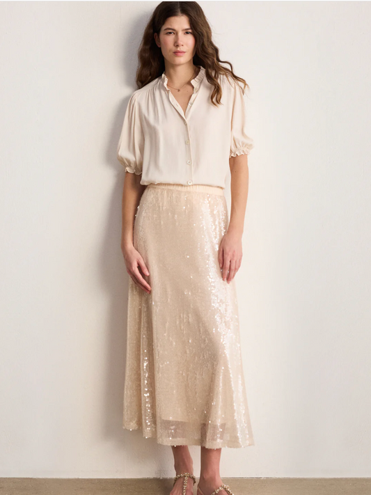 Blouse fluide boutonnée et volantée - CLEMENTINE