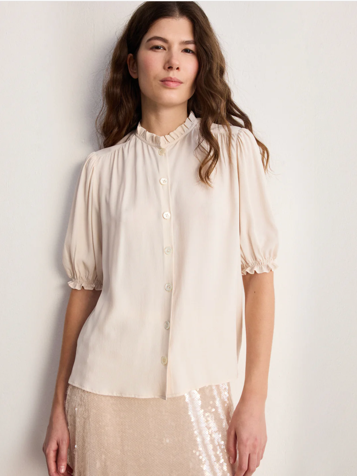 Blouse fluide boutonnée et volantée - CLEMENTINE