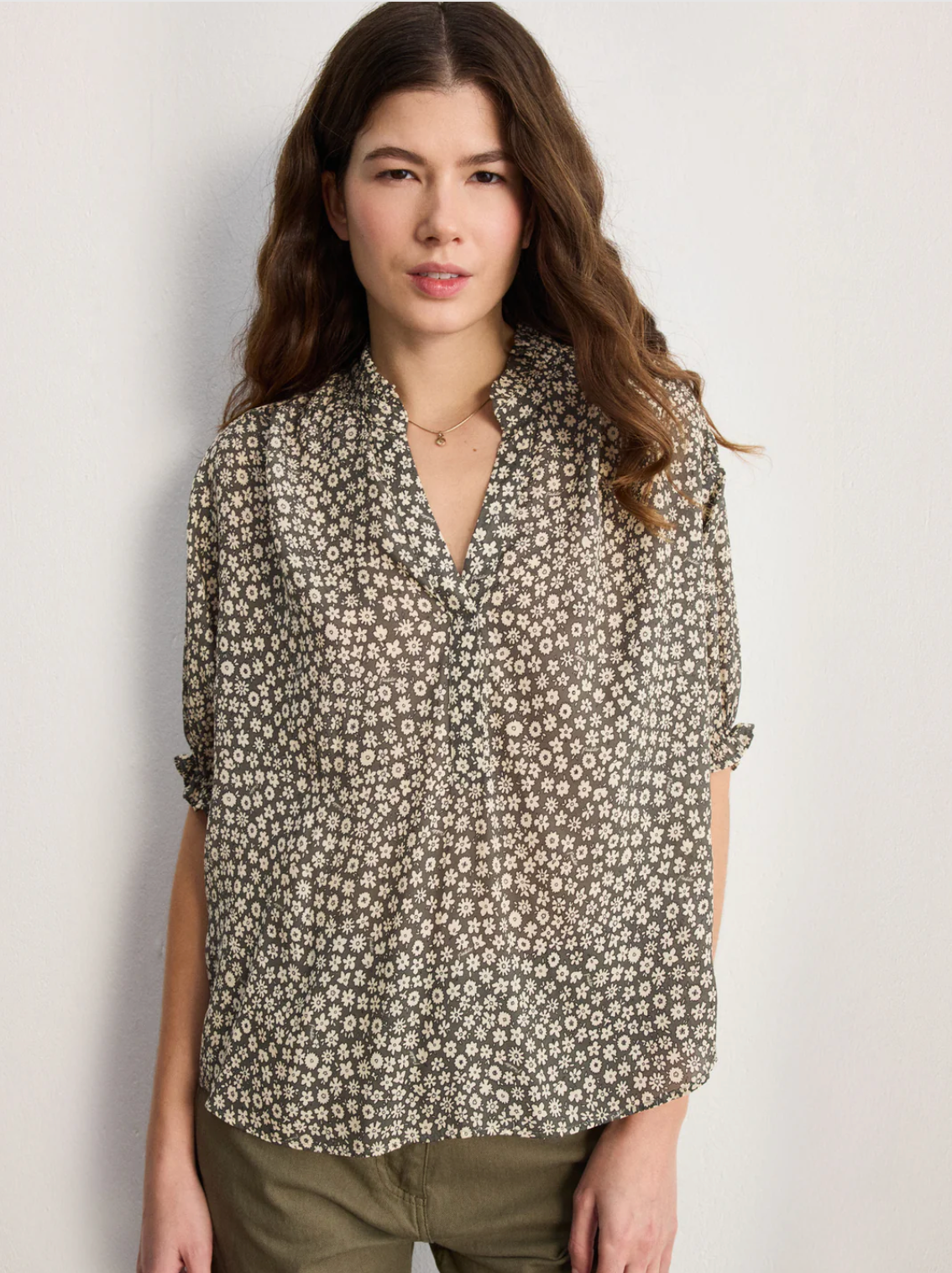 Blouse fleurie à volants - CAMILLEA