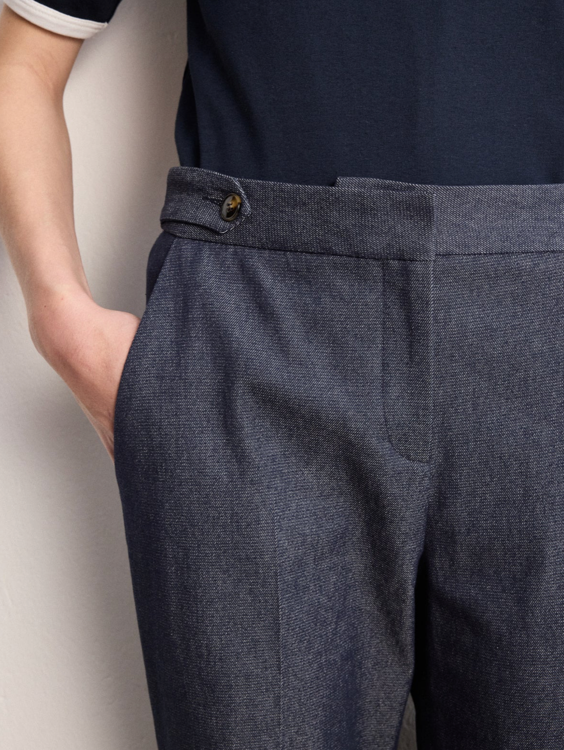 Pantalon droit de tailleur en denim - BELINDA