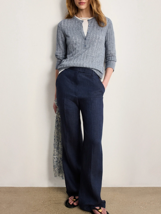 Pantalon de tailleur en lin à chevrons - BAYALEE