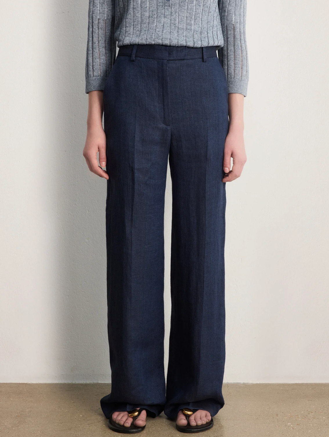 Pantalon de tailleur en lin à chevrons - BAYALEE