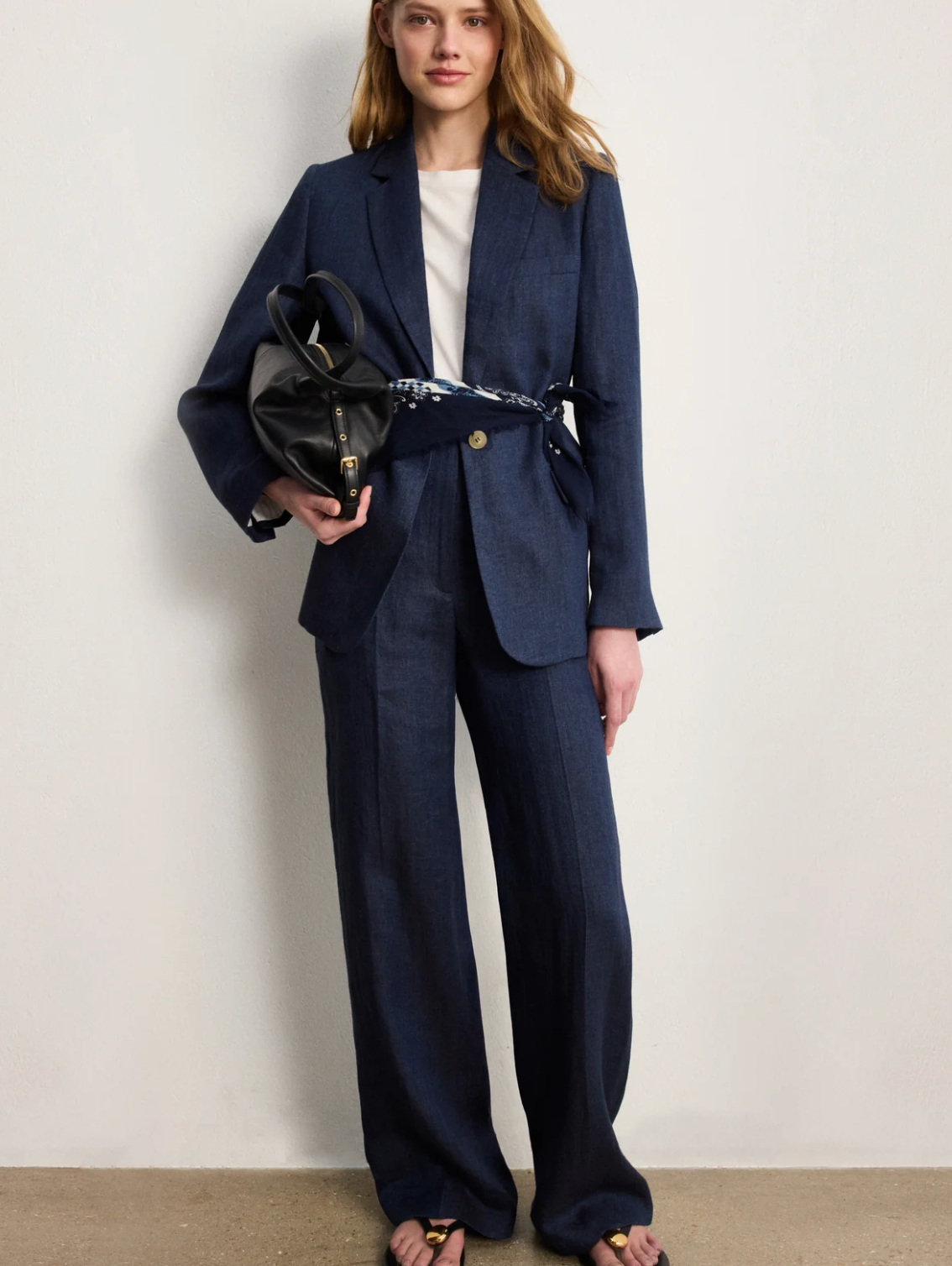 Veste de tailleur en lin à chevrons - MAYSSA