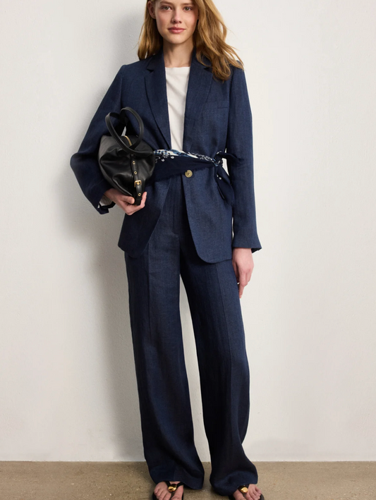 Veste de tailleur en lin à chevrons - MAYSSA