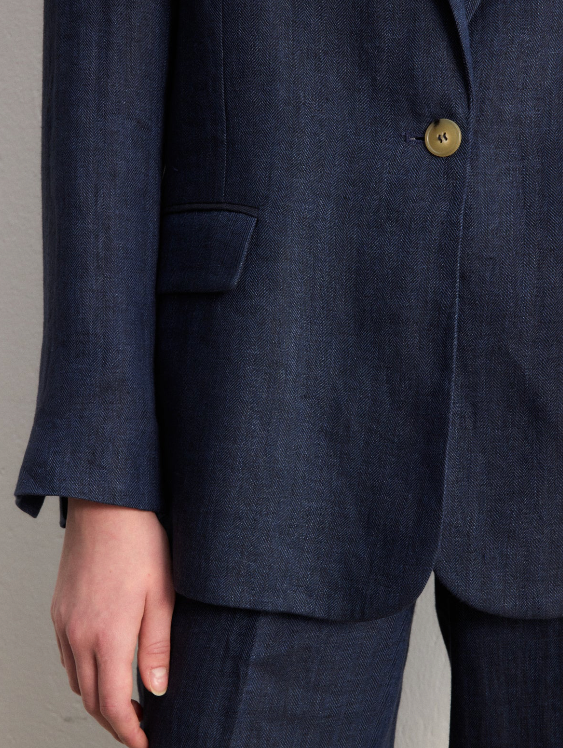 Veste de tailleur en lin à chevrons - MAYSSA