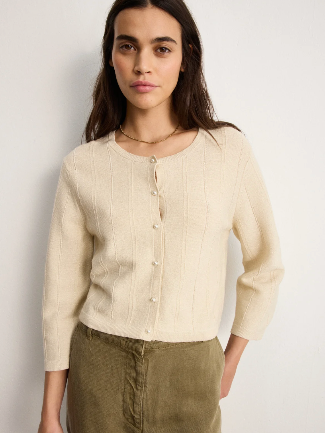 Gilet en coton et soie à lurex - LOANE