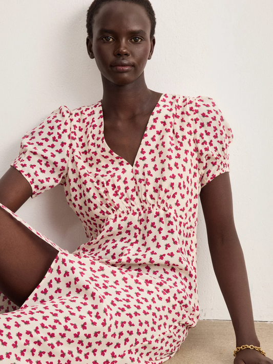 Robe longue cintrée à fleurs - AUDREY