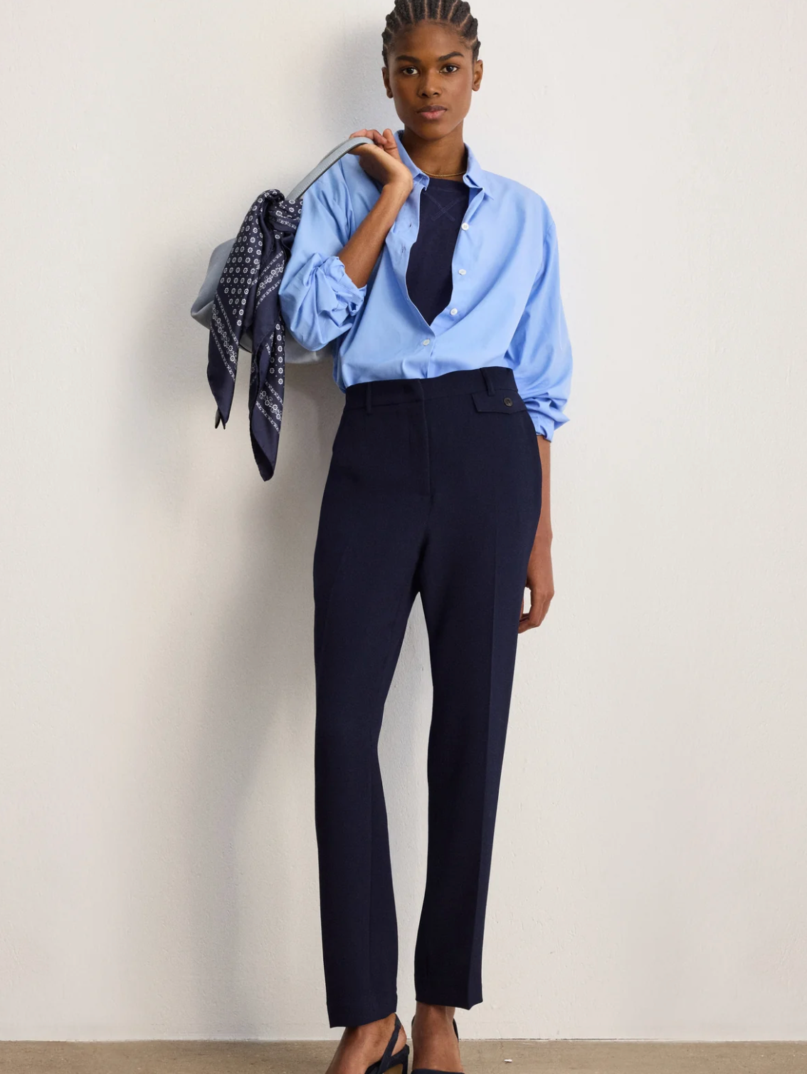 Pantalon ajusté de tailleur en crêpe - BIBALEE