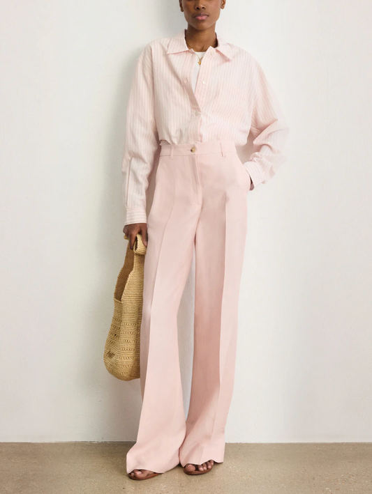 Pantalon large en lin mélangé - BETTY Nude