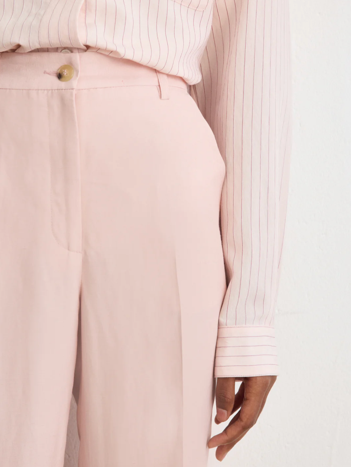 Pantalon large en lin mélangé - BETTY Nude