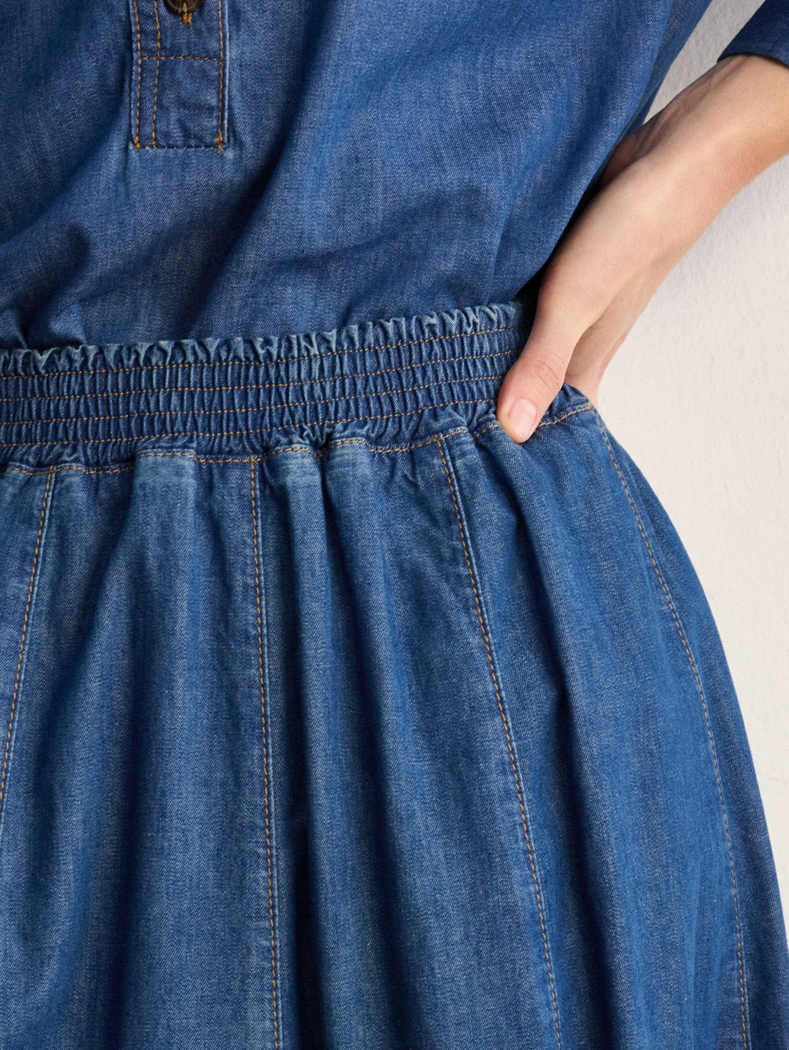 Jupe midi en denim plissé - NINAE
